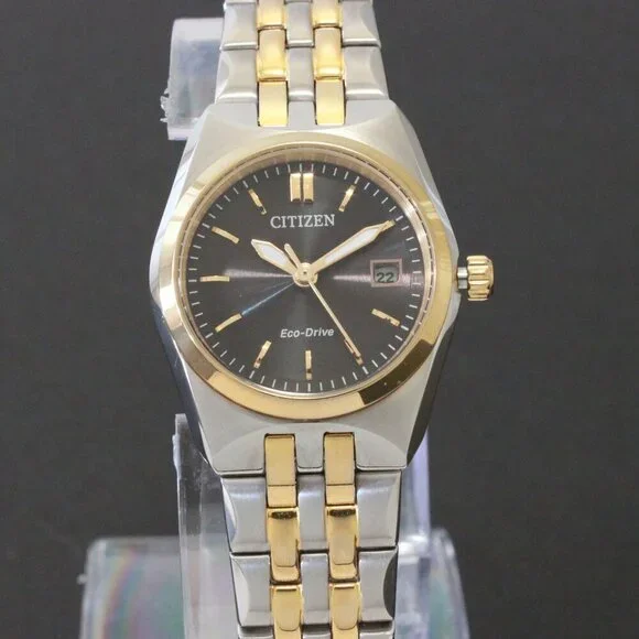 Citizen Eco Drive Ladies Corso Two Tone Black Dial 28mm